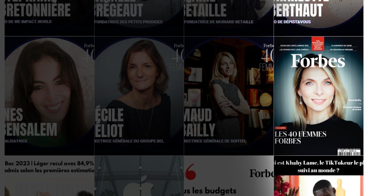 Instagram de Forbes qui met en lumière la couverture du magazine dans lequel ma tribune a été publiée
